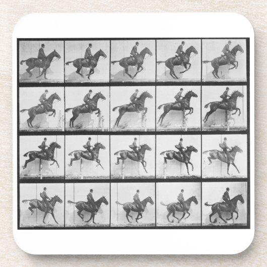 塀を跳んでいる人および馬は「オオハシカッコウからの640をめっきします コースター (正面)