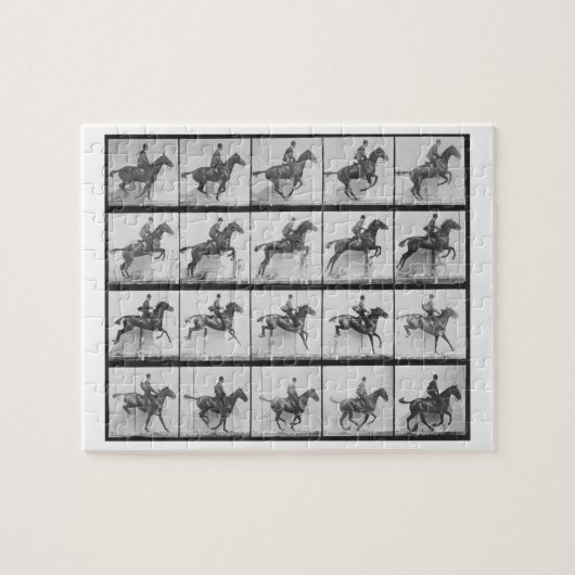 塀を跳んでいる人および馬は「オオハシカッコウからの640をめっきします ジグソーパズル (横)