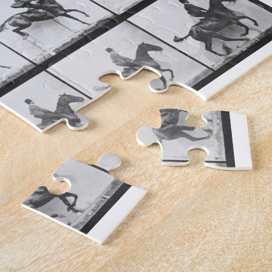 塀を跳んでいる人および馬は「オオハシカッコウからの640をめっきします ジグソーパズル (側面)