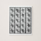 塀を跳んでいる人および馬は「オオハシカッコウからの640をめっきします ジグソーパズル (縦)