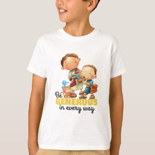 塊および魚の子供の聖書の詩のTシャツ Tシャツ