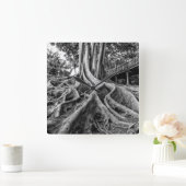 塊状のゴムの木の根 スクエア壁時計 (ホーム)