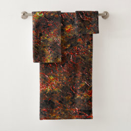 塊状の斑点とミントグリーンの茶色の皮 バスタオルセット