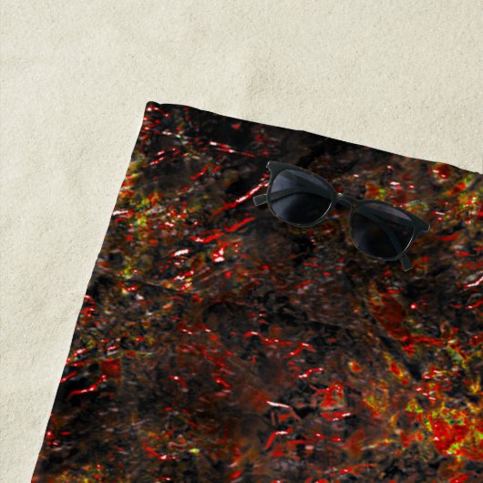 塊状の斑点とミントグリーンの茶色の皮 ビーチタオル (インサイチュ)