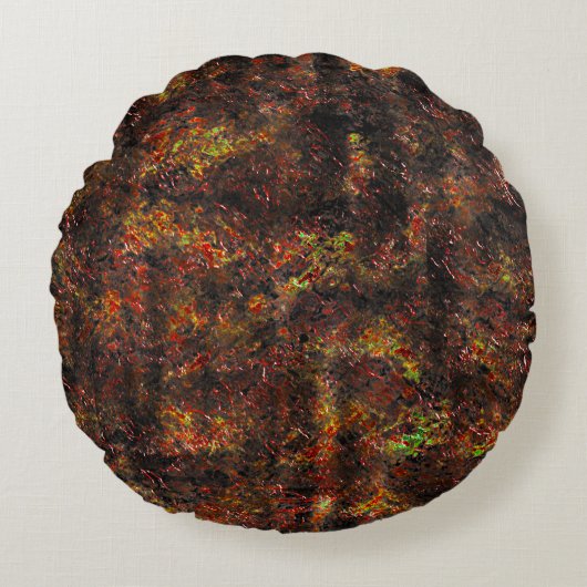 塊状の斑点とミントグリーンの茶色の皮 ラウンドクッション (正面)