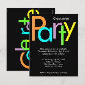 塊状ブロックカラー卒業パーティー招待状 招待状 (正面/裏面)
