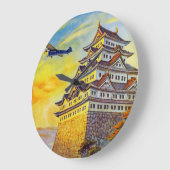 塔との日本のな空輸輸送機 ラージ壁時計 (傾斜)