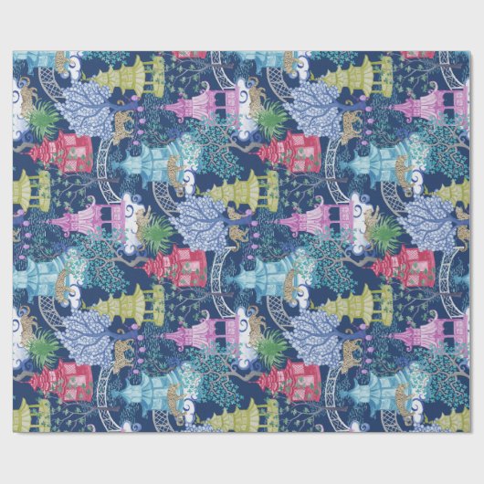 塔の森林暗闇のヒョウのパーティー ラッピングペーパー (フラット)