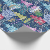 塔の森林暗闇のヒョウのパーティー ラッピングペーパー (角)