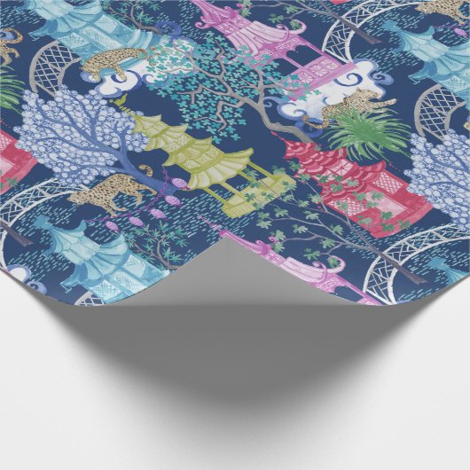 塔の森林暗闇のヒョウのパーティー ラッピングペーパー (角)