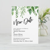 塗られた緑延期結婚式新しい日付カード 招待状 (スタンド正面)
