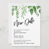 塗られた緑 延期された結婚式 新しい日付カード 招待状 (正面)