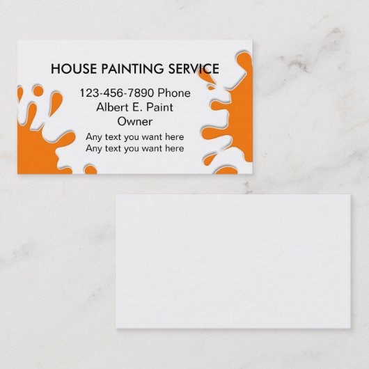 塗装業者のペンキの(ばちゃばちゃ)跳ねるのデザイン 名刺 (正面/裏面)