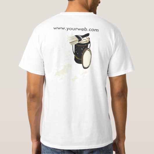 塗装業者のペンキは白い絵筆をはね飛ばします Tシャツ (裏面)