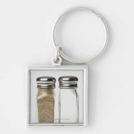 塩およびコショウのシェーカーのクローズアップ キーホルダー (正面)