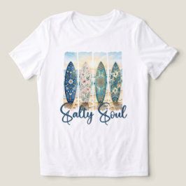 塩っぽいソウルボホ フラワーのサーフボードに沈む夕焼け トライブレンドTシャツ