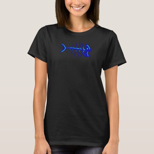 塩っぽい海の魚の骨のスケルトンビーチTシャツ Tシャツ (正面)