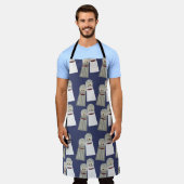 塩とコショウのポピンパターンかわいいキャラクター エプロン (着用した状態)