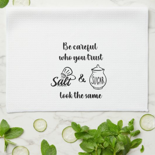 塩と砂糖を信頼する人は同じように見える注意 キッチンタオル (折り畳み)