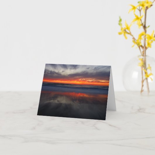 塩の入り江の日没 カード (黄色い花)