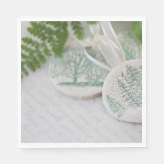 塩の生地の木のオーナメントのヴィンテージ スタンダードランチョンナプキン (正面)