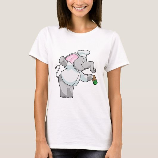 塩シェーカーでシェフとして象 Tシャツ (正面)