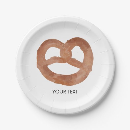 塩ソフトプレッツェルカスタム文字 ペーパープレート (正面)