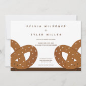 塩プレッツェルイラストレーション結婚ズホワイトブラウン 招待状 (正面)