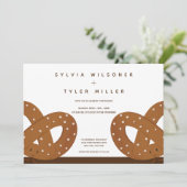 塩プレッツェルイラストレーション結婚ズホワイトブラウン 招待状 (スタンド正面)