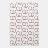 塩プレッツェルツイストパターンピンク キッチンタオル (縦)