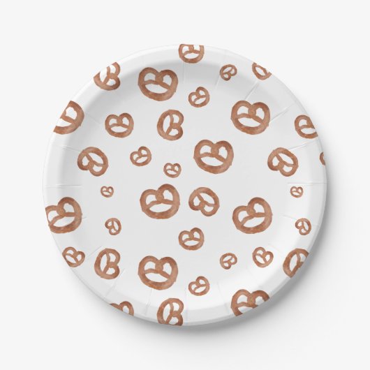 塩化軟水色プレッツェルパターン ペーパープレート (正面)