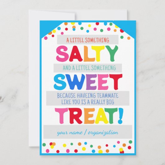 塩気と甘さのラベル, 塩気と甘いもの, T 招待状 (正面)