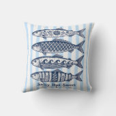 塩気と甘さ ブルー ストライプ nautical fish クッション (裏面)