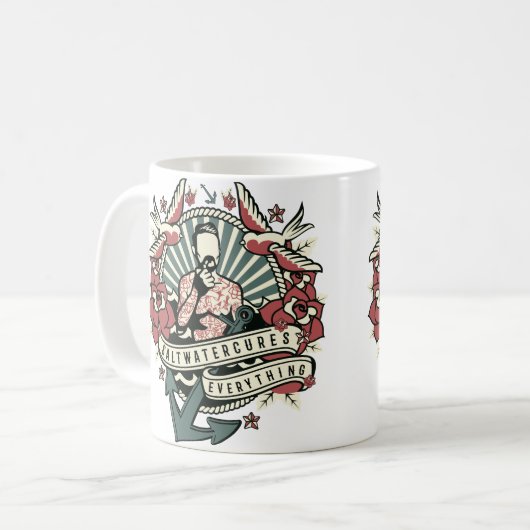 塩水の治療はすべて思想家を入れ墨しました コーヒーマグカップ (正面左)