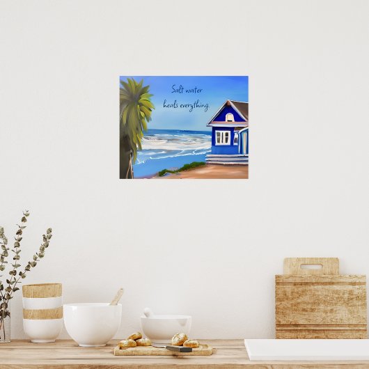 塩水は万物を癒す |ビーチー引用文 ポスター (キッチン)