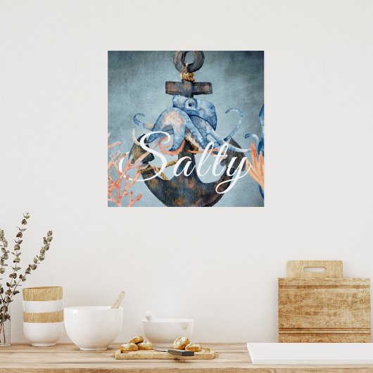 塩水カラタコといかりシーライフビーチ ポスター (キッチン)