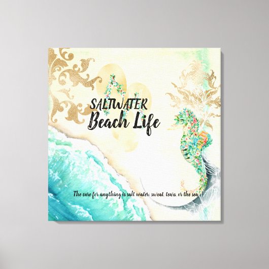 塩水ビーチライフシーホースフェイクキャンバス印刷 キャンバスプリント (正面)