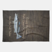 塩水マス魚釣り・カスタム キッチンタオル (横)