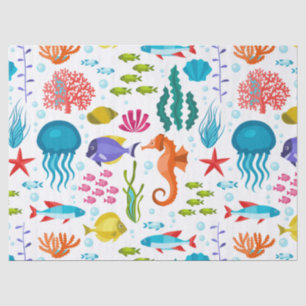 塩水海洋動物と生命イラストレーション 薄葉紙