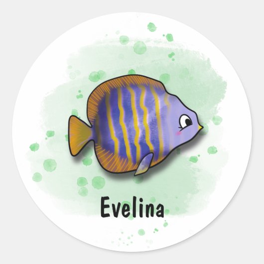 塩水魚でおもしろいを捕まえる ラウンドシール (正面)