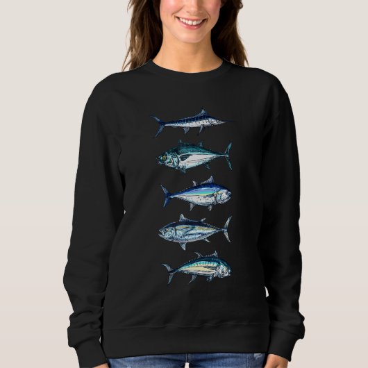 塩水魚種メカジキ魚釣りキャンプH スウェットシャツ (正面)