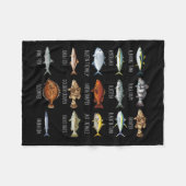 塩水魚種生物学魚釣りLo フリースブランケット (正面(横))