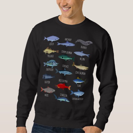 塩水魚種生物学魚類 スウェットシャツ (正面)