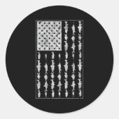 塩水魚釣りアメリカ国旗の塩水魚 ラウンドシール (正面)