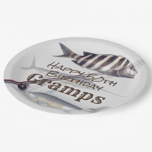 塩水魚釣りフィッシャーマンズバースデーパーティー ペーパープレート (アングル)