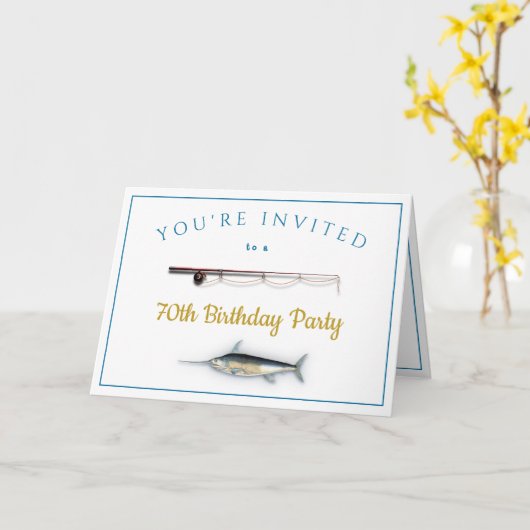 塩水魚釣り成人男性バースデーパーティーInvita カード (黄色い花)