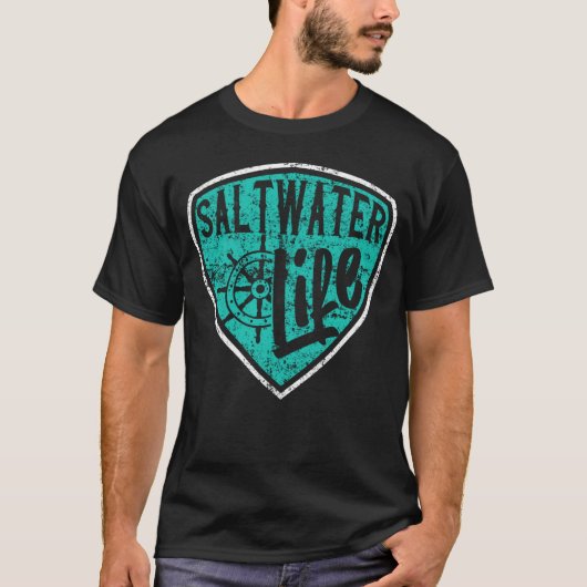 塩水 釣り人 漁師 Tシャツ (正面)