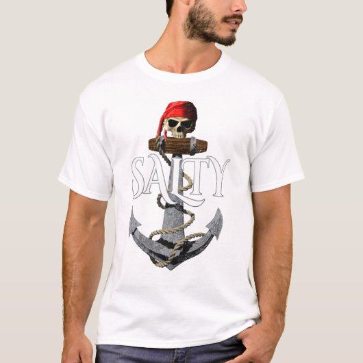 塩海賊スカル及びいかり Tシャツ (正面)