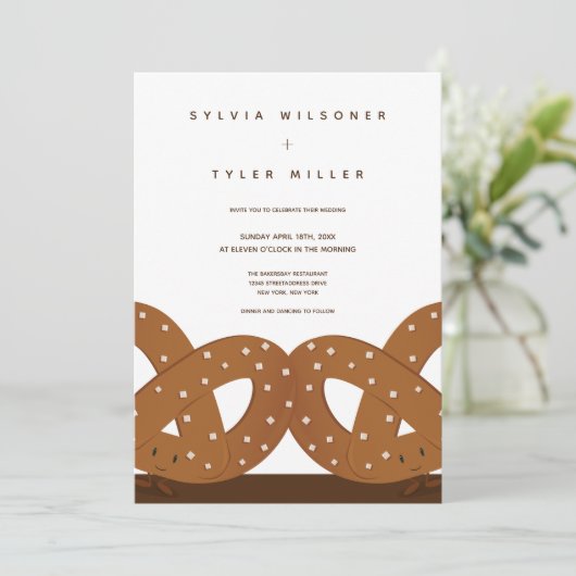 塩漬けプレ結婚ッツェルの白い茶色(縦) 招待状 (スタンド正面)