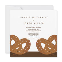 塩漬プレッツェルおもしろい図解入りの、写真付きの結婚式招待状